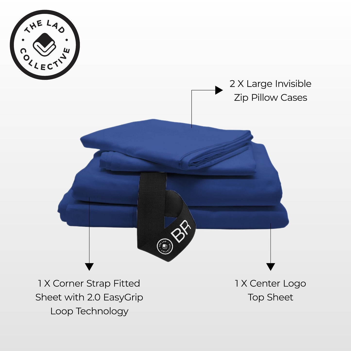 THE LAD COLLECTIVE 2.0 Bedding Set - 4 Piece Sheet & Pillow Case Set, Custom Cotton Blend, Soft, Comfortable, Temperature Regulating, & Easy-to-Use - (California King, Pacific)