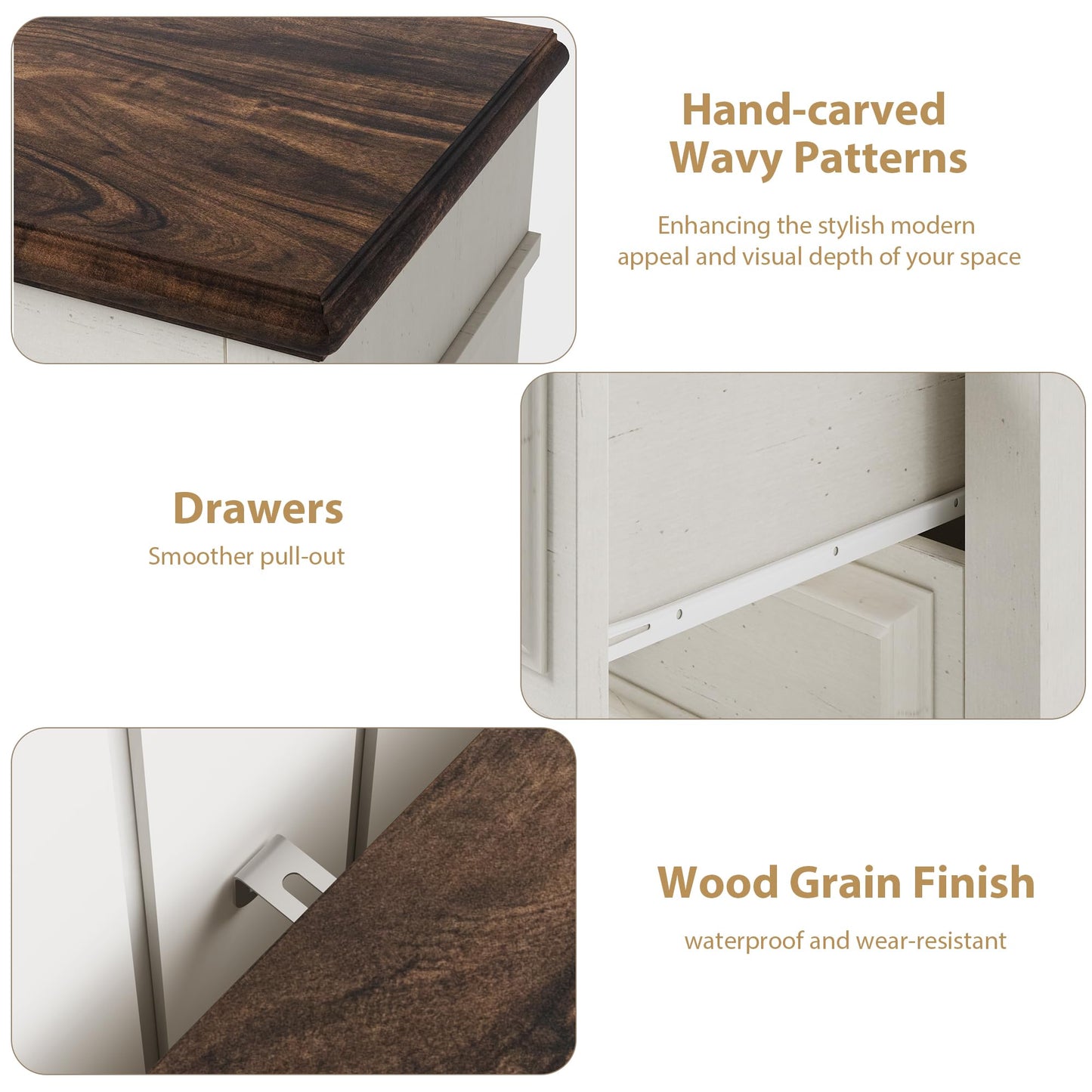 Jocoevol Cream Farmhouse Dresser for Bedroom, 9 Drawer Chest of Drawers, Tall Dressers for Bedroom Storage, Dresser for Closet, Dressers & Chests of Drawers (Cream, 53.5" Wide)