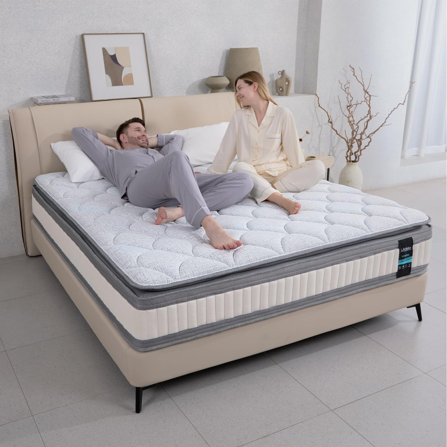LIKIMIO King Mattress, 10 Inch Gel Memory Foam Mattress Zoned Pressure Relief with Medium Firm, Bed in a Box Individual Pocket Springs for Motion Isolation, SG Made, CertiPUR-US Certified