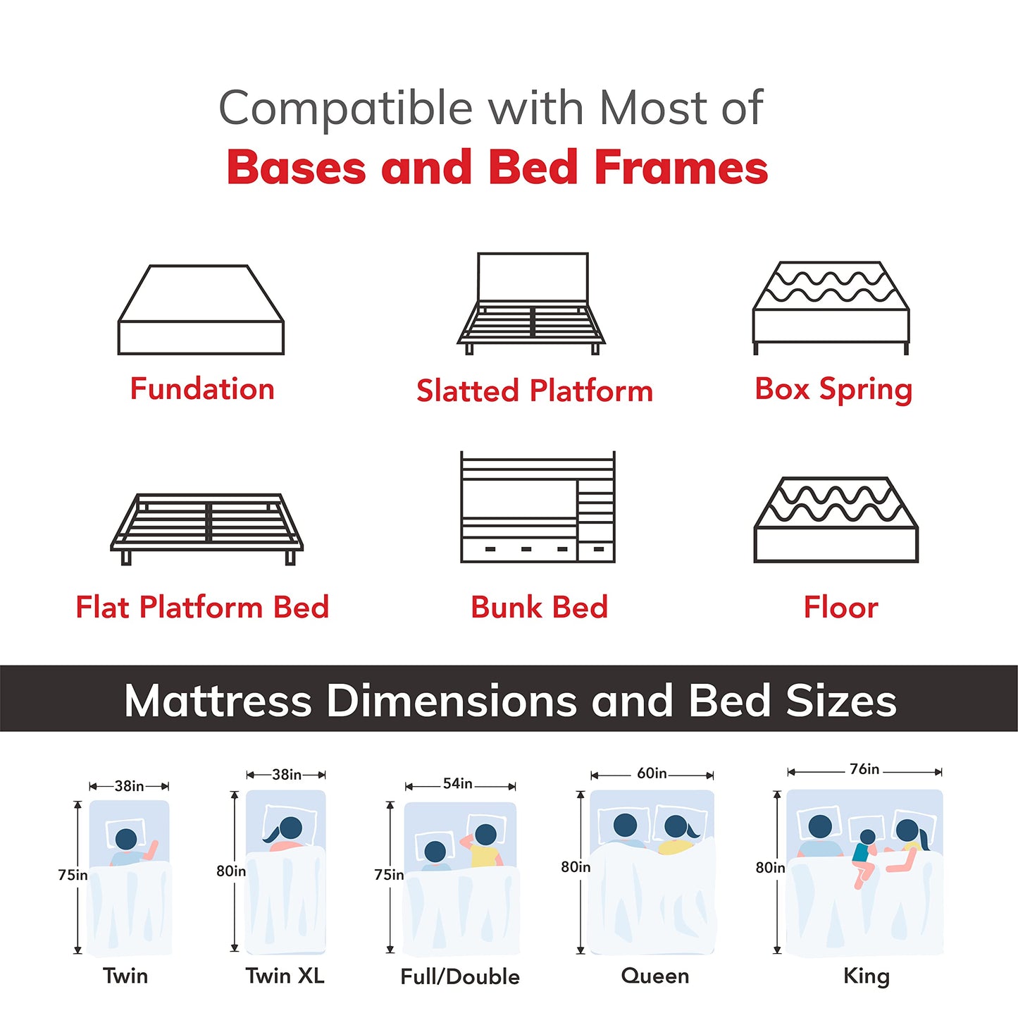 EGOHOME 14 inch Firm King Mattress, Memory Foam Mattress with Cooling Cover, Bed in a Box, CertiPUR-US Certified, Breathable and Supportive, Made in USA, 76x80x14 Black