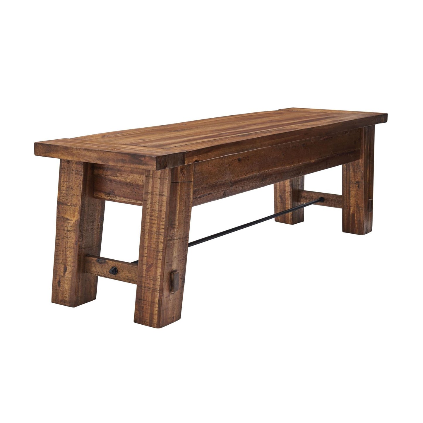 Durango Rustic Farmhouse Style 60-Inch Wood Bench - Industrial Modern Accent Furniture with Solid Wood Seat for Entryway, Dining Room, Hallway, Foyer, or Kitchen by Alaterre Furniture