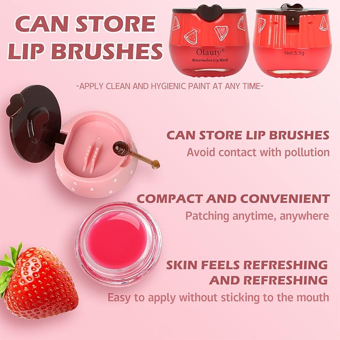 8 PCS Bee Lip Balm Honey Pot - Strawberry, Watermelon, Apple Lime, Cherry, Mint, Grapes & Peach Flavors - Sleeping Mask for Hydrating & Preventing Dry, Cracked Lips