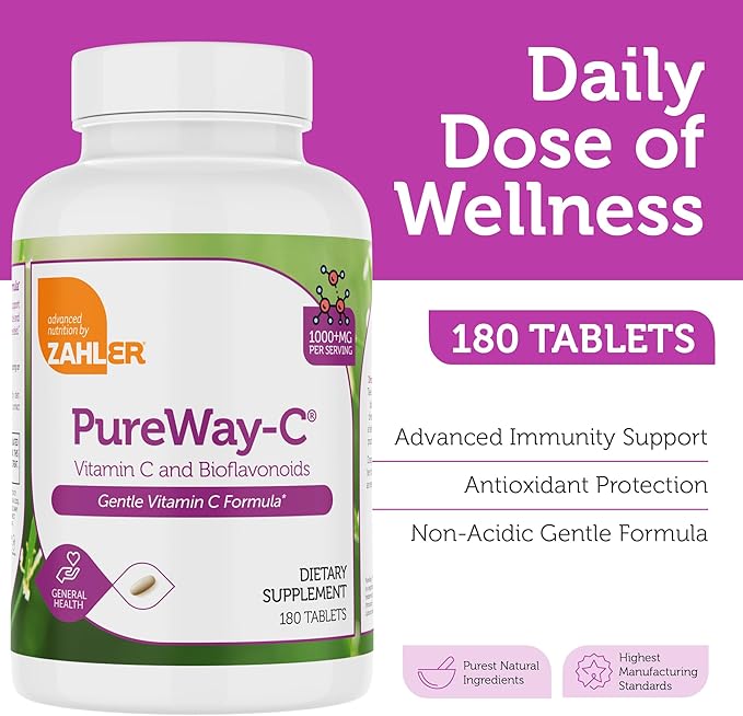 Zahler Vitamin C 1000mg Tablets with Bioflavonoids - High Potency VIT C 1000mg for Immune Support - Gentle on Stomach - Gluten Free Vitamin C 1000 mg Vitamin C Supplement for Women & Men (180 Count)