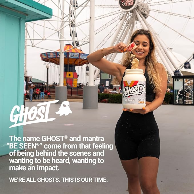 GHOST Vegan Protein Powder, Banana Pancake Batter - 2lb, 20g of Protein - Plant-Based Pea & Organic Pumpkin Protein - ­Post Workout & Nutrition Shakes, Smoothies, & Baking - Soy & Gluten-Free