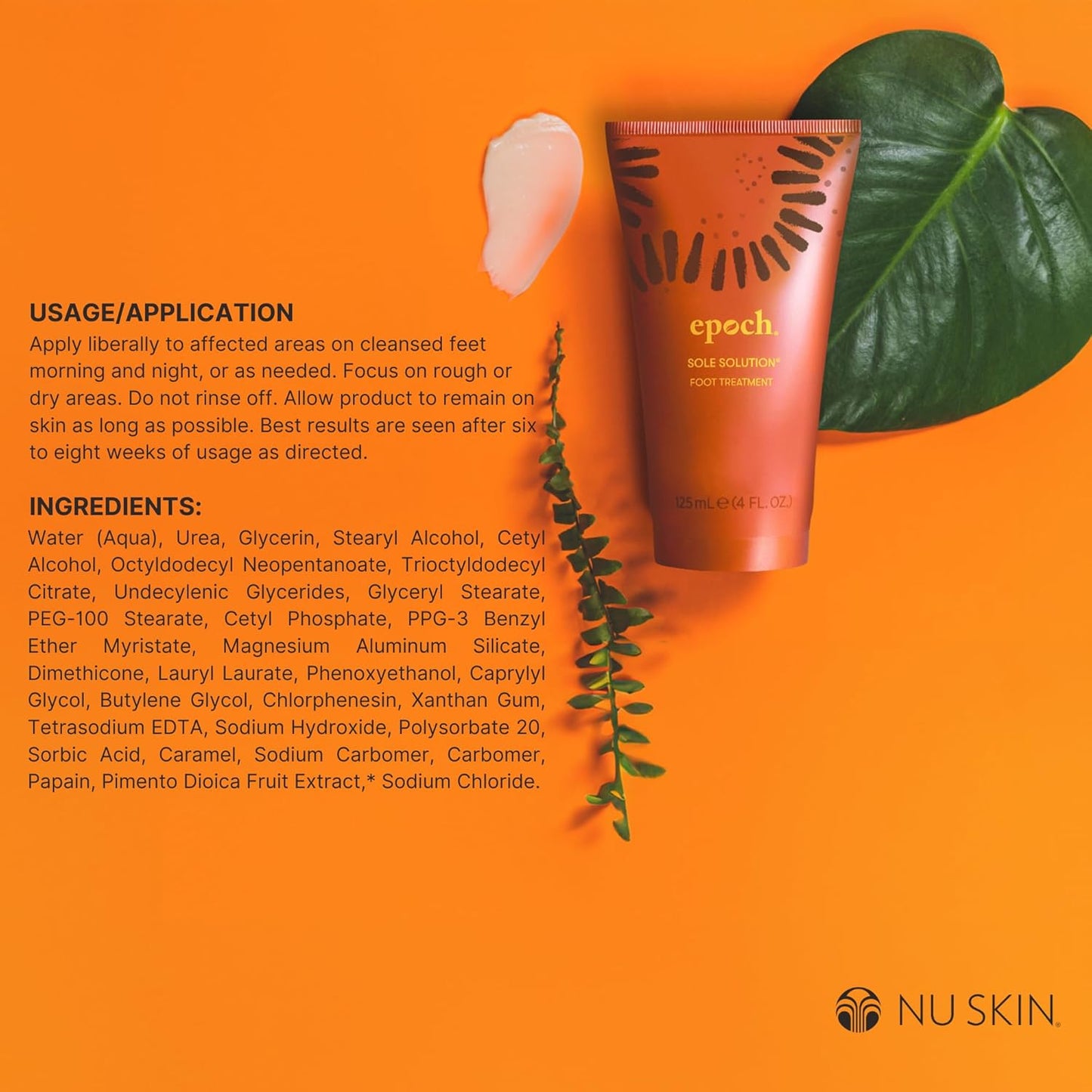 Nu Skin Epoch Sole Solution | Effective Foot Cream for Dry Cracked Heels and Feet | Foot Care with Urea Cream for Feet | Repair Foot Health | Moisturizer & Lotion for Clean Feet | 4 Fl Oz | 1 Pack