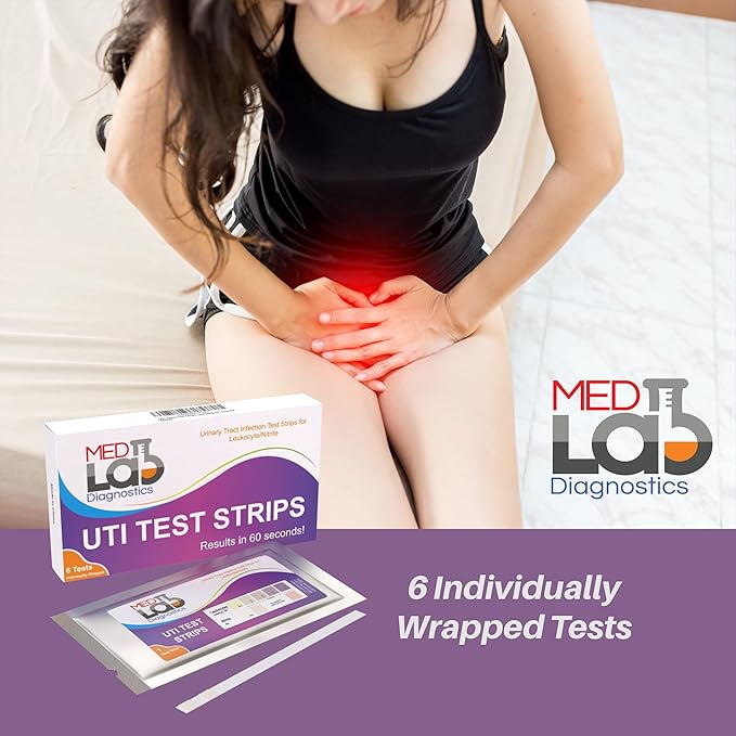 UTI Urine Test Strips(Pack of 6) Individually Wrapped Urinary Tract Infection UTI Test Kit for Women, Men, Kids Cats and Dogs