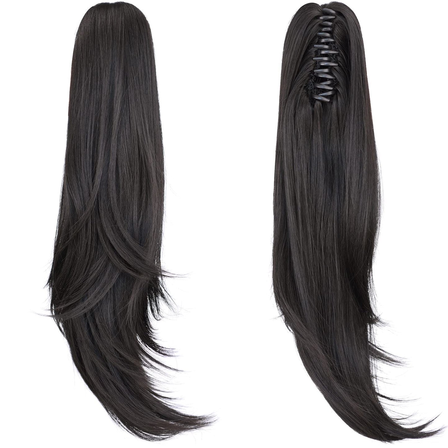 ShulaSHOP Ponytail Extension,20" Clip Hair Extensions Ponytail Curly claw hair Ponytail Extension Natural Looking Synthetic Hairpiece for Women Natural Black