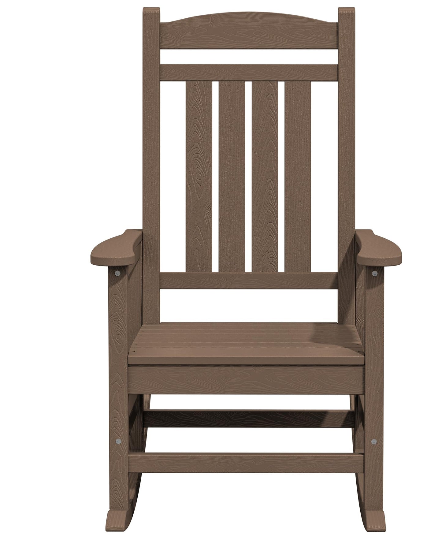 KINGYES HDPE Rocking Chairs Outdoor, Patio Rocking Chairs with 330lbs Support, Smooth Porch Rocker for Deck Lawn Yard, Brown
