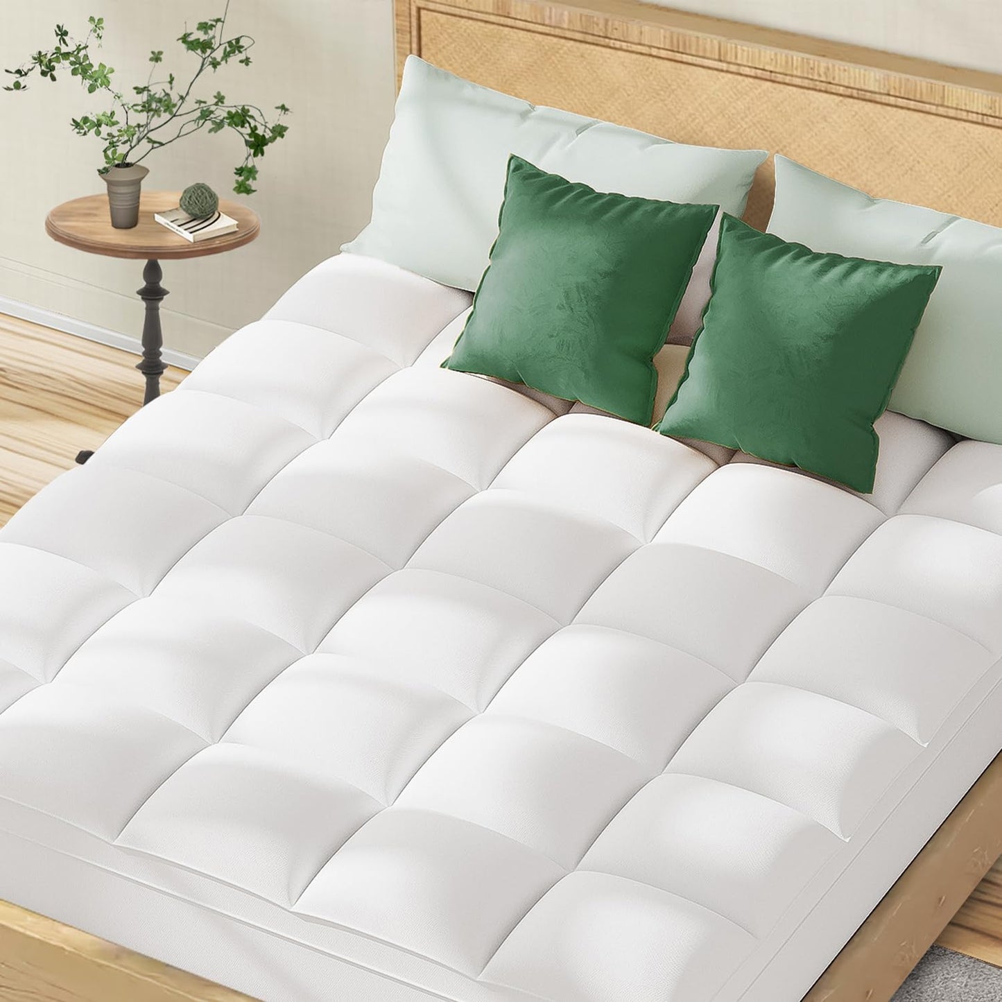 Topllen Twin Mattress Topper for Back Pain Relief, Extra Thick Pillow Top Plush Mattress Pad with Deep Pocket, Soft Pillowtop Twin Size Bed Toppers Filled Fluffy Down Alternative, White