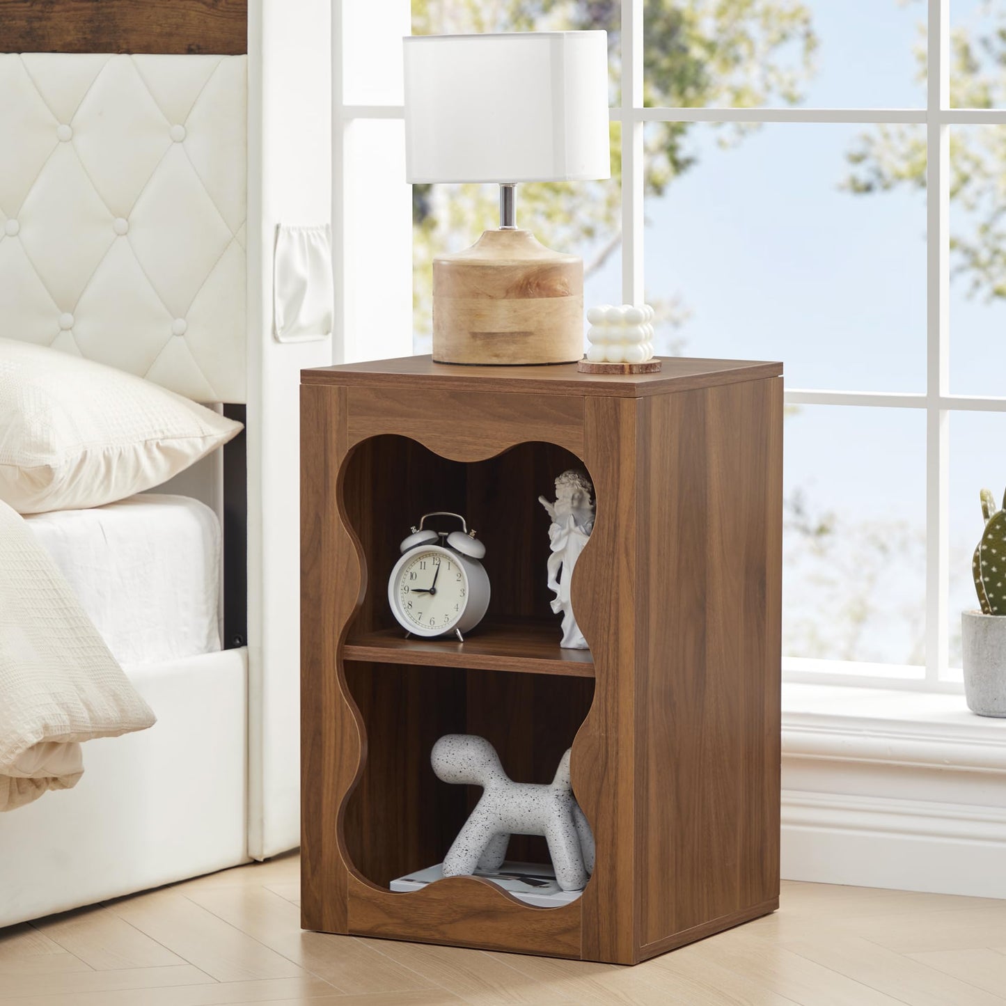 Night Stands for Bedrooms Set of 2, Bedside Table Bedroom Nightstand with Open Shelf Storage, Modern Wood Night Side Bed Table for Bedroom, Living Room, Dorm, Home Office, Small Spaces