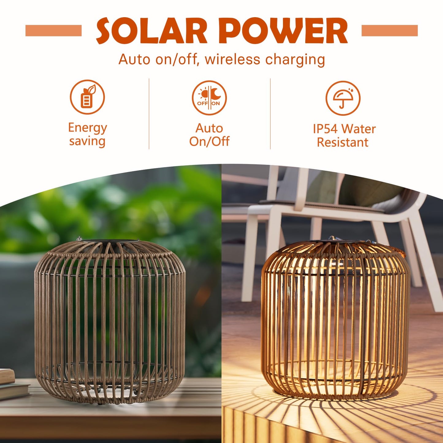 Solar Yard 2-Pack Outdoor Solar Lamp, Water-Resistant Lights for Outside Hanging Lantern Table Lamp Lights Decoration for Garden, Yard, Patio, Porch, Trees, Pathway, Black and Natural