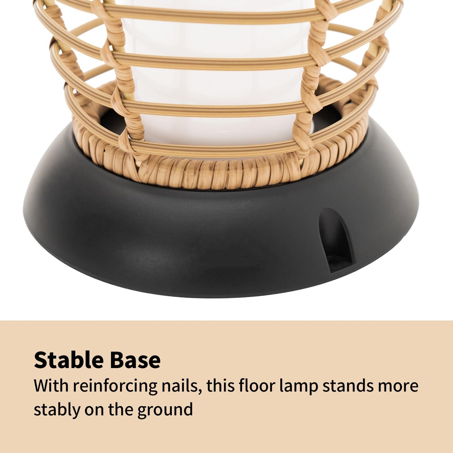 LebenLiebe Outdoor Floor Lamp Solar Powered Lantern Waterproof Outdoor Lamps Wicker Patio Lights for Garden Deck Backyard Decor