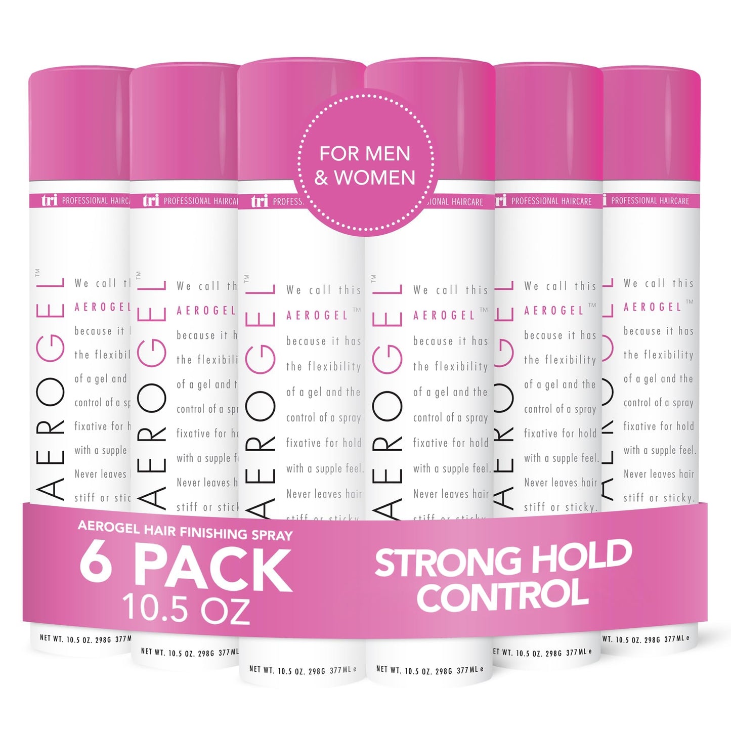 TRI Design Aerogel Hair Spray - Extra Hold, Firm Hold for Women and Men, Travel, Volume Fixer & Non-Sticky Hairspray (10.5oz, Pack of 6)