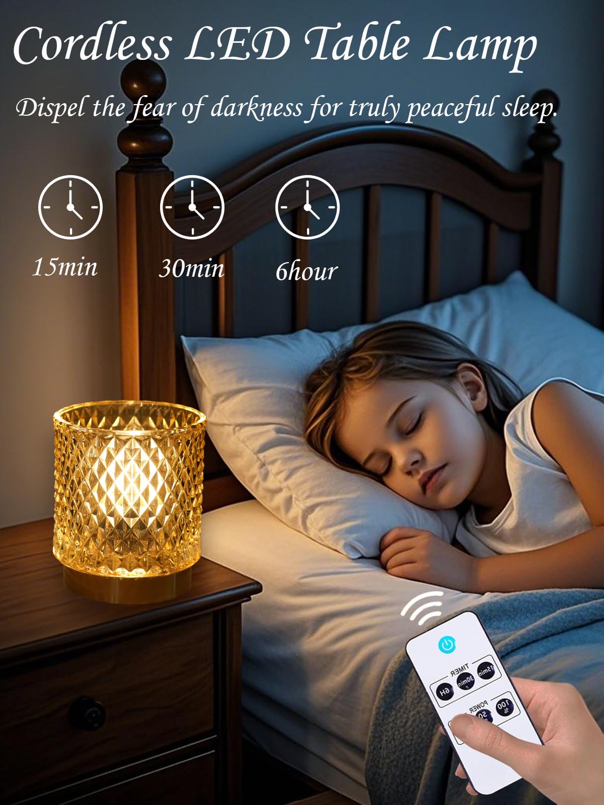 SJIE Battery Operated Lamp - Stylish Small Lamps Decorative with Timer & 3 Light Modes, No Plug in Lamps Cordless Battery Table Lamps for Bedroom/Bathroom/Fireplace(with Remote Control)