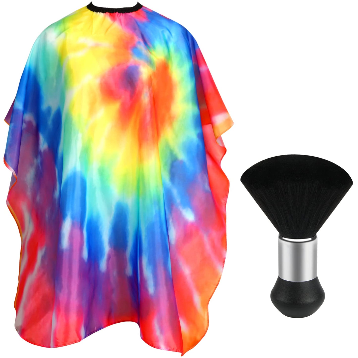 FEBSNOW Barber Cape Waterproof Professional Hair Cutting Cape Neck Duster Brush for Haircut Tie-dye Salon Beard Hairdressing Kits 46.8 × 56 Inches