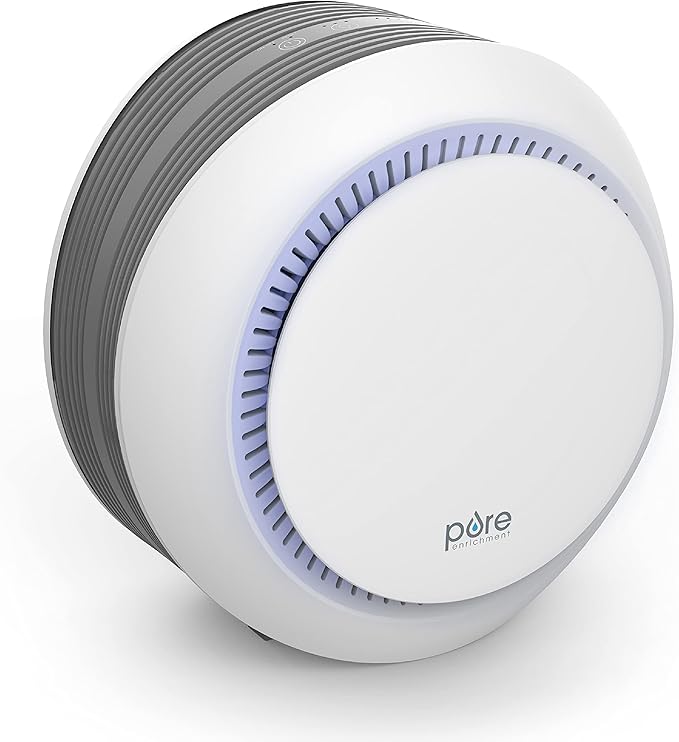 Pure Enrichment PureZone Halo Medium Room Air Purifier, 2 Stage Filtration, Purifies Air of Smoke, Pollen, Dust, and Pet Hair - Easily Fits on Tables, Desks, and Nightstands (White)