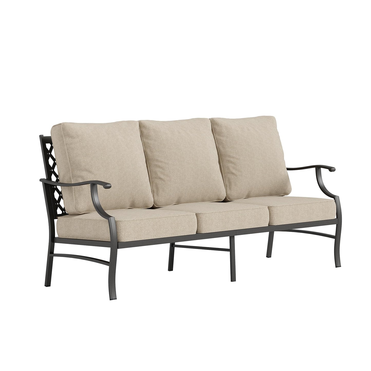 SUNSHINE VALLEY Metal Patio Furniture Sofa with 5.75" Super-Thick Waterproof Cushion, 3-Seater Deep Seating & High-Back Outdoor Couch for Patio Backyard Deck Front Porch