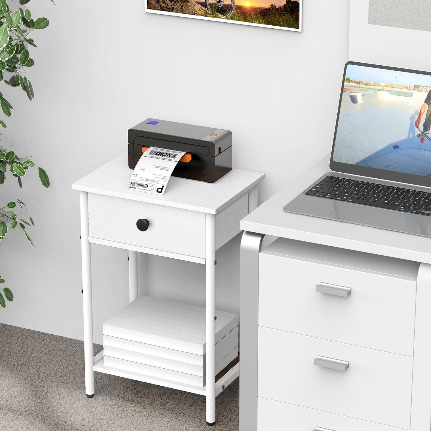 Pabroni Night Stand Bedside Tables for Small Space End Table with Drawer Side Table Night Stands with Wood Open Storage Shelf, Rustic Side Table for Bedroom, Living Room, Study, Office, Pantry