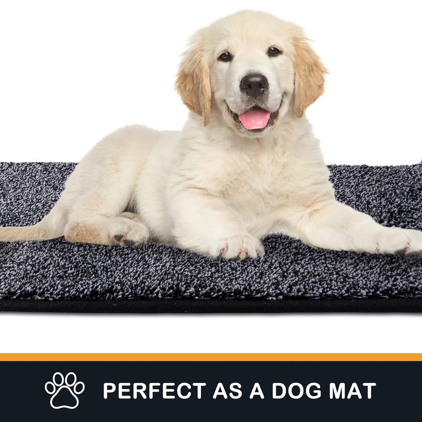 PURRUGS Dirt Trapper Door Mat 20" x 31.5", Non-Slip Machine Washable Entry Rug, Shoe Scraper, Dog Doormat, Super Absorbent Welcome Mat for Front & Back Door, Muddy Shoes & Paws, Bluish Grey-Black