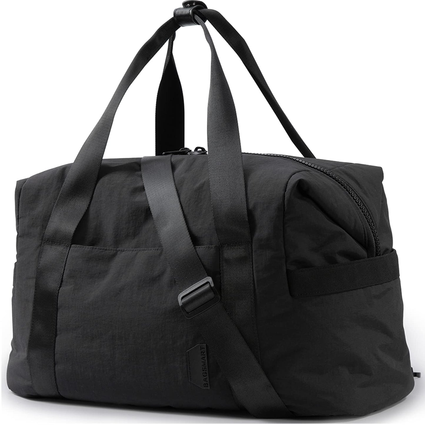Weekender Bags for Women, BAGSMART Travel Duffel Bags with Shoe Compartment,Personal Item Travel Bag for Airlines, Carry on Overnight Tote Bag with Toiletry Bag (Black 1)