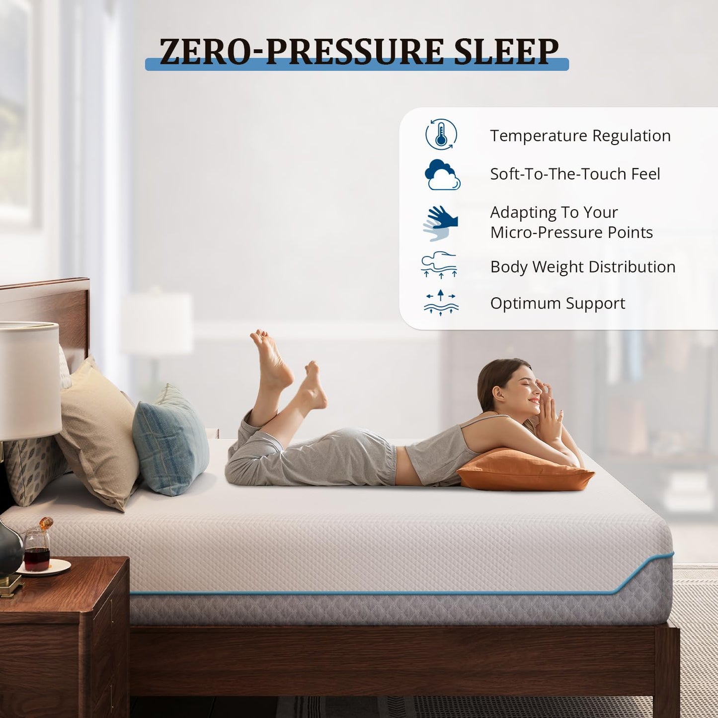 EGOHOME Queen Mattress 12 Inch Cooling Memory Foam, Fiberglass Free, Mattress Bed in a Box for Back Pain Relief, Medium Firm, CertiPUR-US Certified, 60”x80”x12”, White