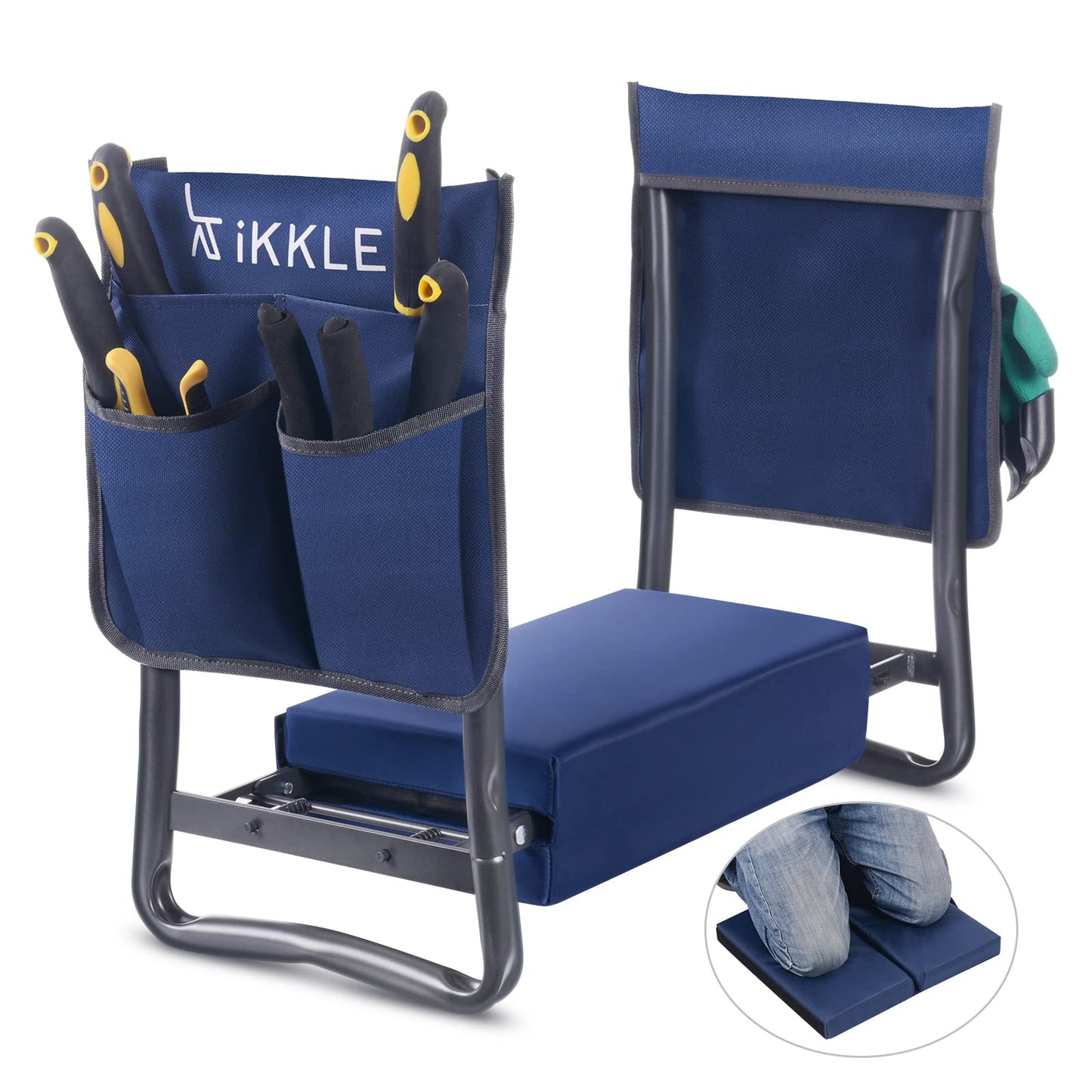 ikkle Heavy Duty Garden Kneeler Seat and Gardening Stool - Thicker Wider Soft Detachable Kneeling Pad - Gift for Women Men Christmas (Holds 330lbs/150kg)