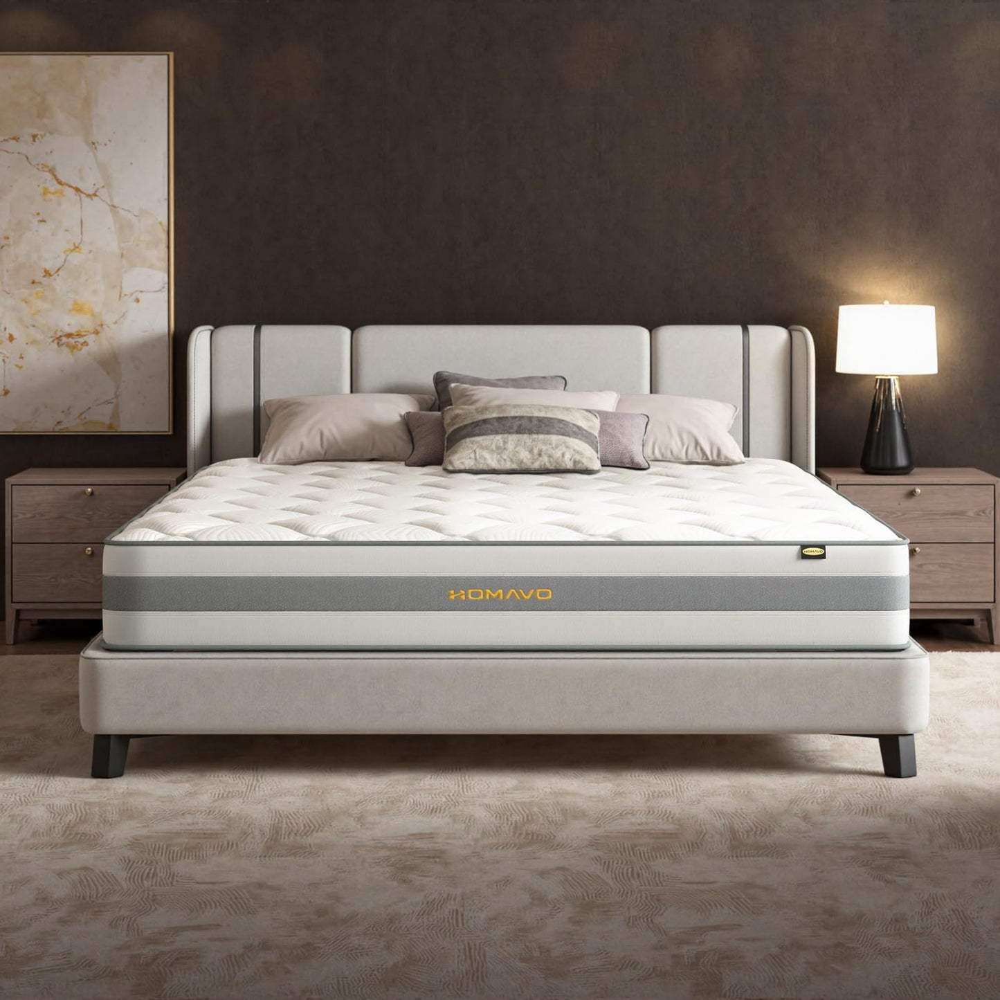 OUTIGO 12 Inch King Size Mattress - Memory Foam Hybrid Mattress Individual Pocket Springs - Medium Firm - CertiPUR-US - 76 x 80 x 12 inches