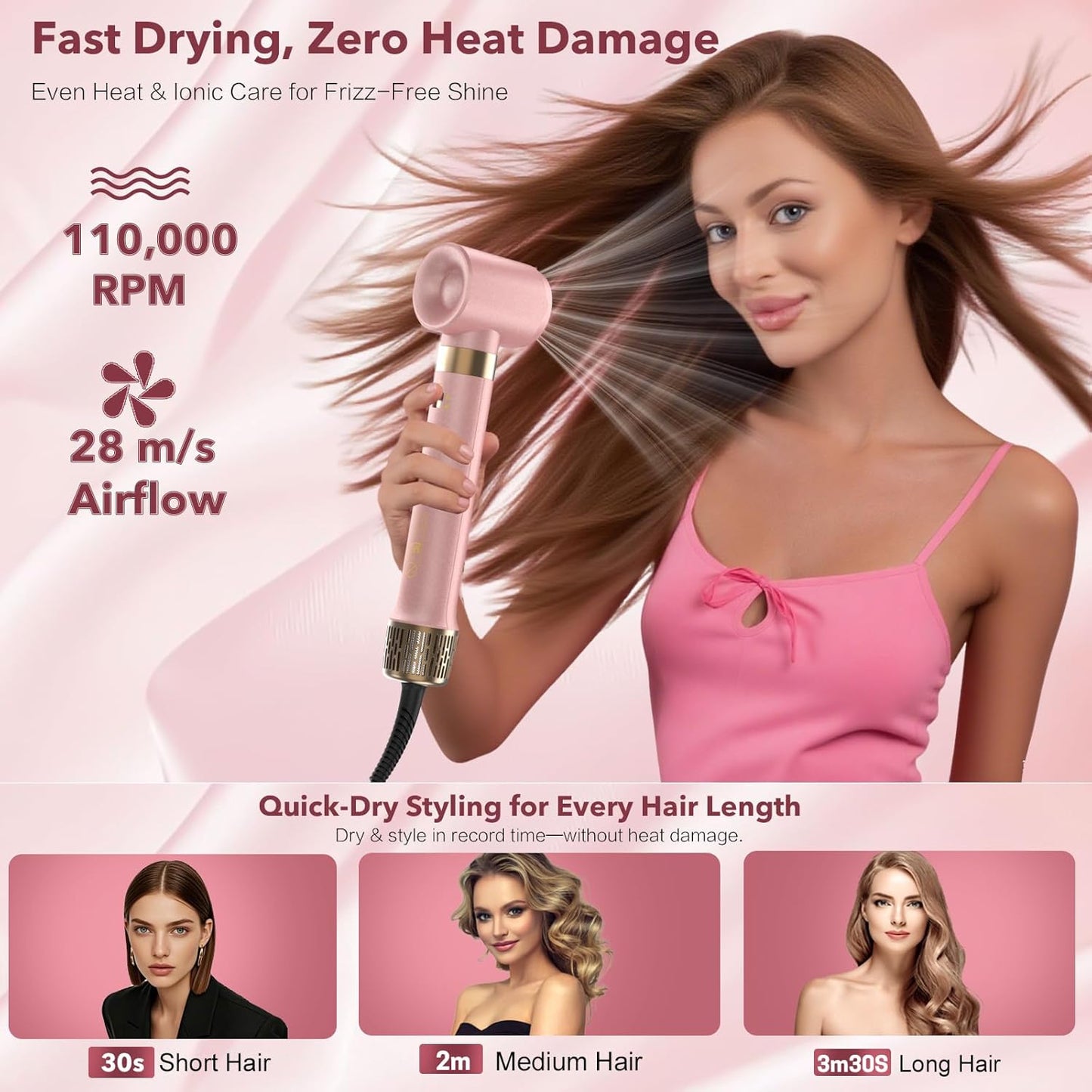 StyleVibe 6-in-1 Multi-Styler, Blow Dryer Brush & Thermal Brush with Auto Wrap Curl L/R, Fast Drying, Smooth Blowouts, Root-Lift Volume, No Heat Damage Frizz-Free Air Styler with Travel Bag