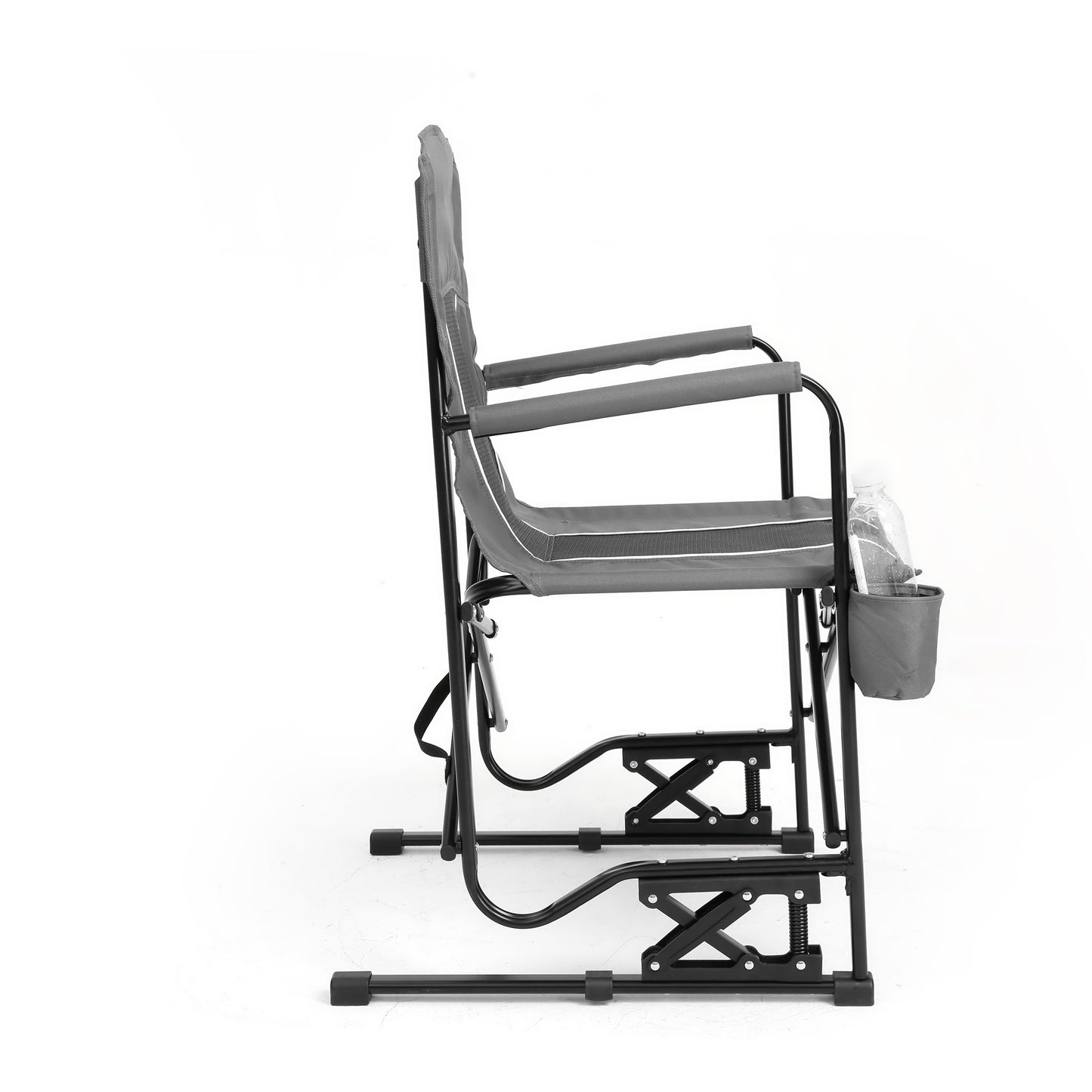 GMLFVUIPLJ Portable Folding Rocking Chair, Outdoor Camping Chair with Cup Holder, Gray, 37 Inch High (Gray)