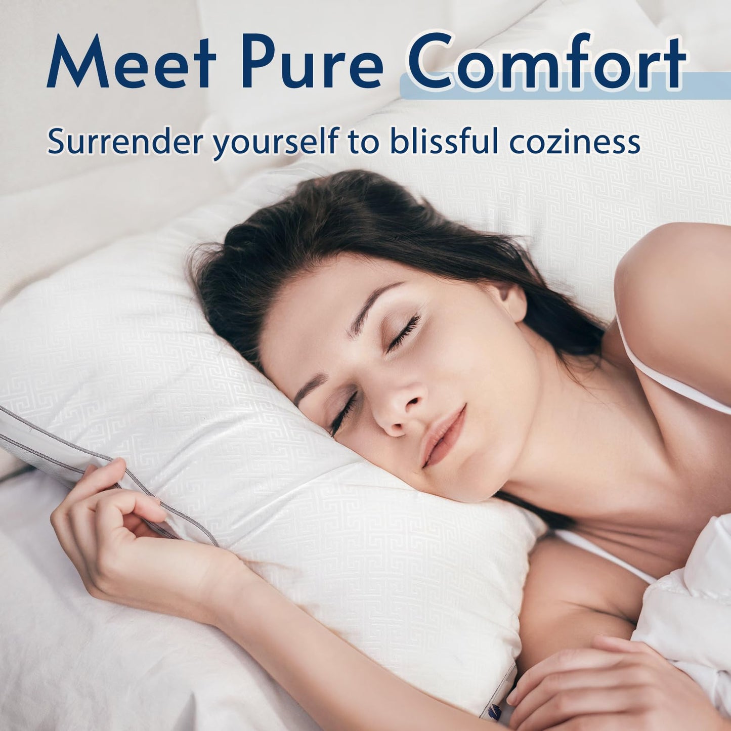 viewstar King Size Pillows Set of 2, Hotel Quality Cooling Down Alternative Gusseted Bed Pillows for Side, Back, or Stomach Sleepers, White
