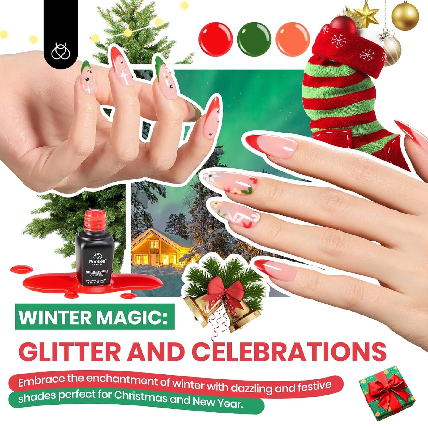 Beetles Gel Nail Polish Kit with U V Light 85Pcs Valentines Day Gift for Women 55 Colors Seasonal Symphony Set with Diamond Decorations & Manicure Art Stickers and Tools Soak Off for All Season