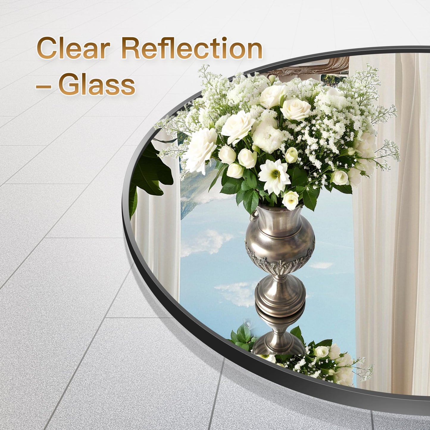 Koonmi 42" Black Circle Mirror Wall Mounted Round Mirror with Metal Frame for Bathroom/Living Room/Vanity/Bedroom