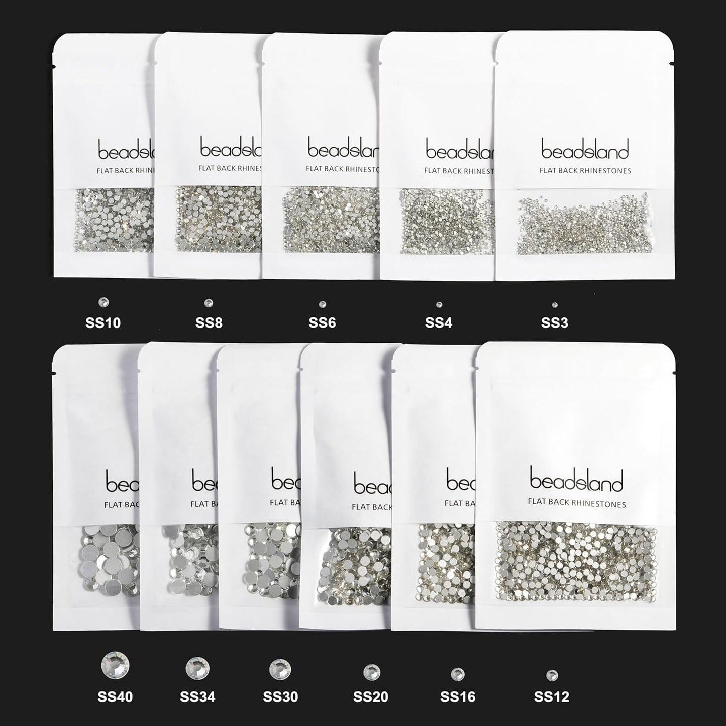 beadsland Flat Back Crystal Rhinestones Round Gems for Nail Art and Craft Glue Fix,Champagne (1.9-2.0mm) SS6/1440pcs