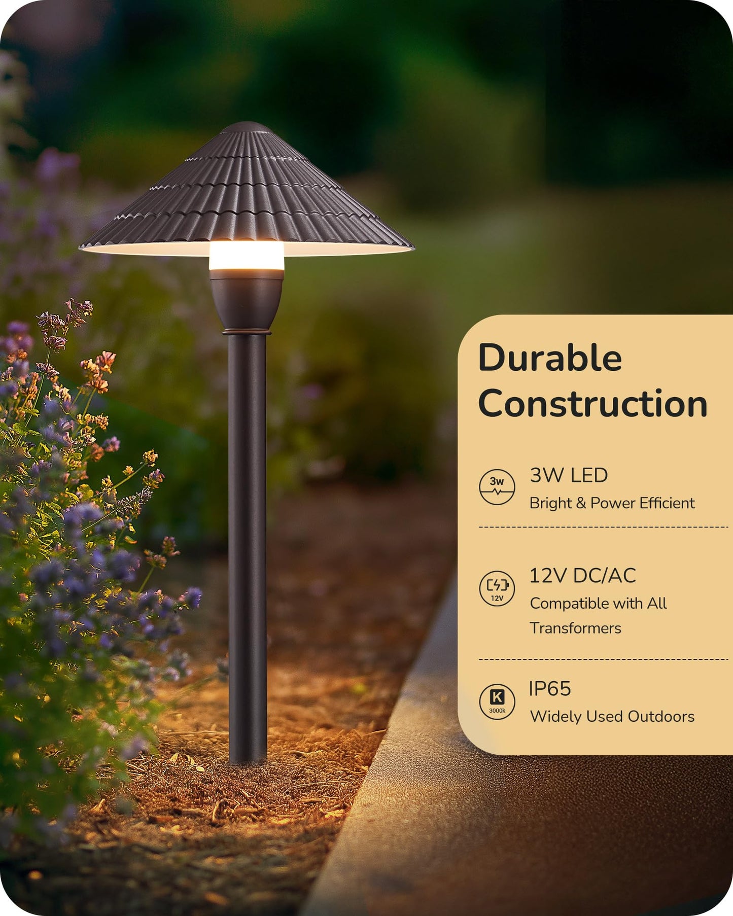 EDISHINE 5CCT Low Voltage Landscape Lighting, 2700K-5000K LED Pathway Lights Wired, 12V AC/DC 3W 160LM Die-Cast Aluminum Waterproof Outdoor Landscape Path Lights for Sidewalk Garden Yard, 8 Pack