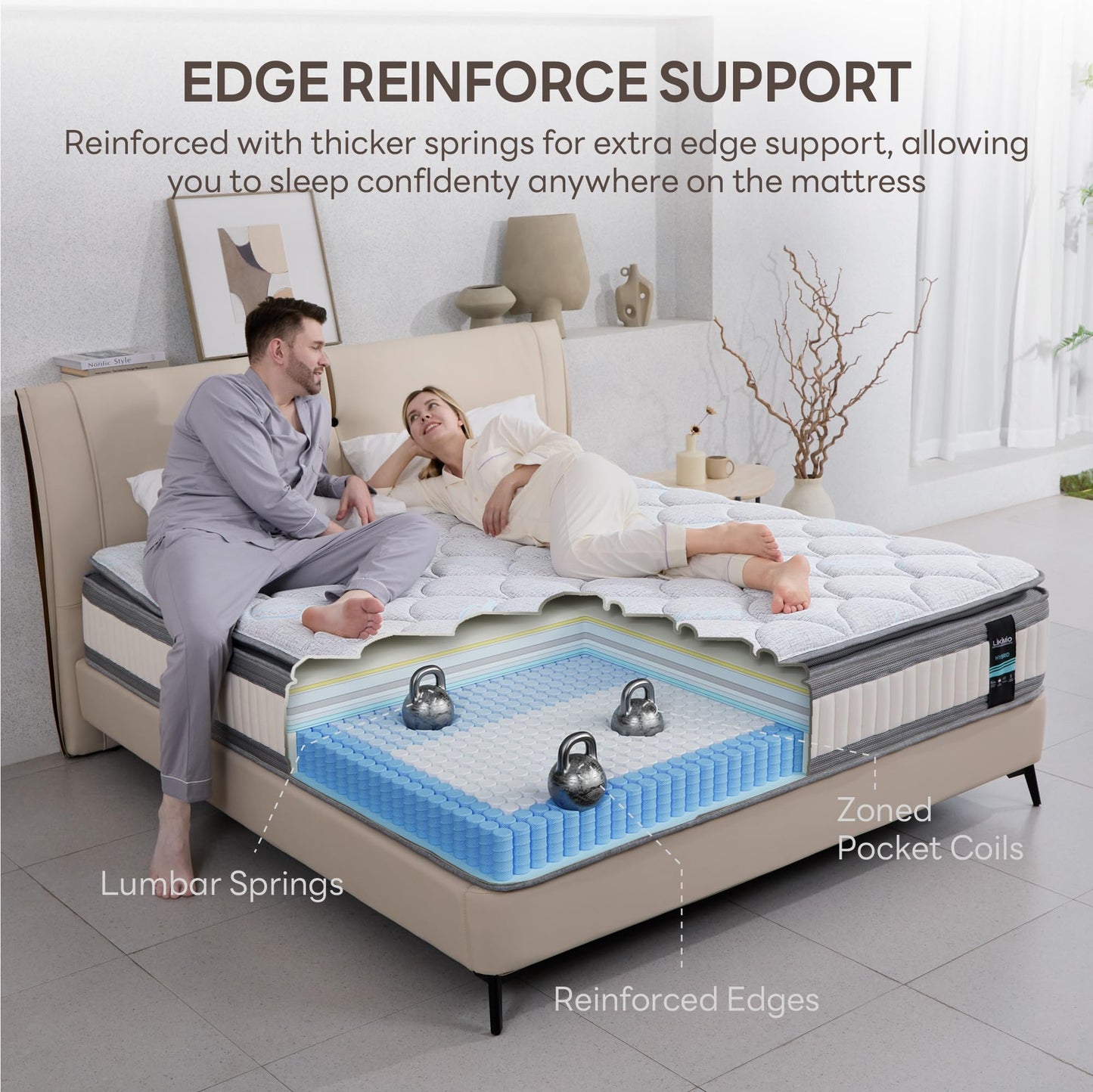 LIKIMIO Twin Mattress, 12 Inch Gel Memory Foam Mattress Zoned Pressure Relief with Medium Firm, Bed in a Box Individual Pocket Springs for Motion Isolation, SG Made, CertiPUR-US Certified