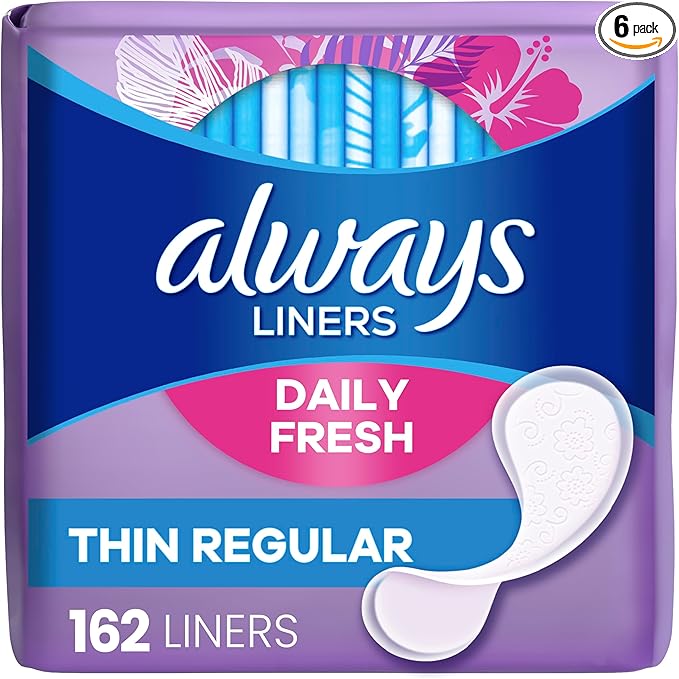 Always Thin Daily Panty Liners for Women, Light Absorbency, Unscented, 162 Count (Packaging May Vary)