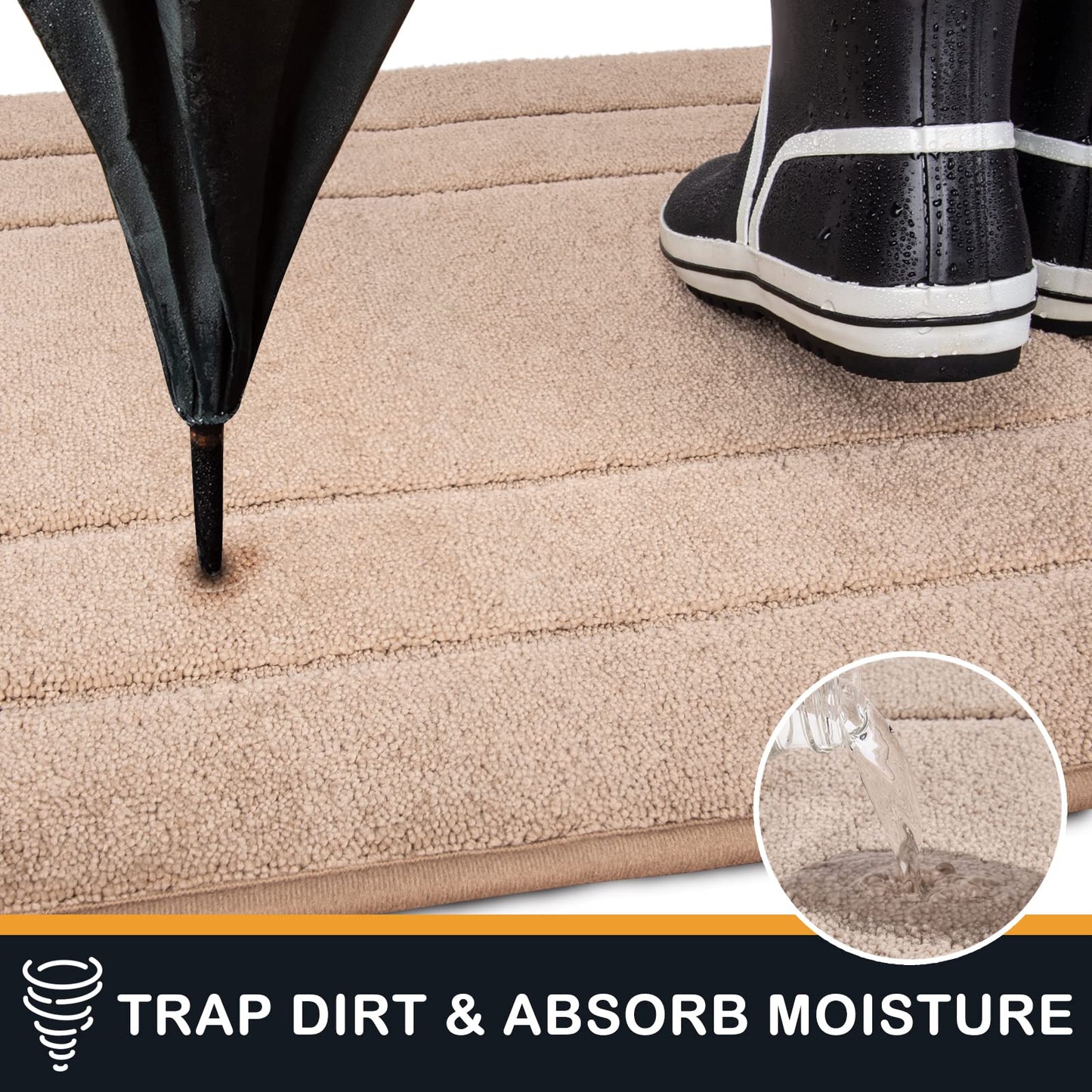 PURRUGS Dirt Trapper Door Mat 20" x 31.5", Non-Slip/Skid Machine Washable Entryway Rug, Dog Doormat, Super Absorbent Welcome Mat for Muddy Wet Shoes and Paws, Beige