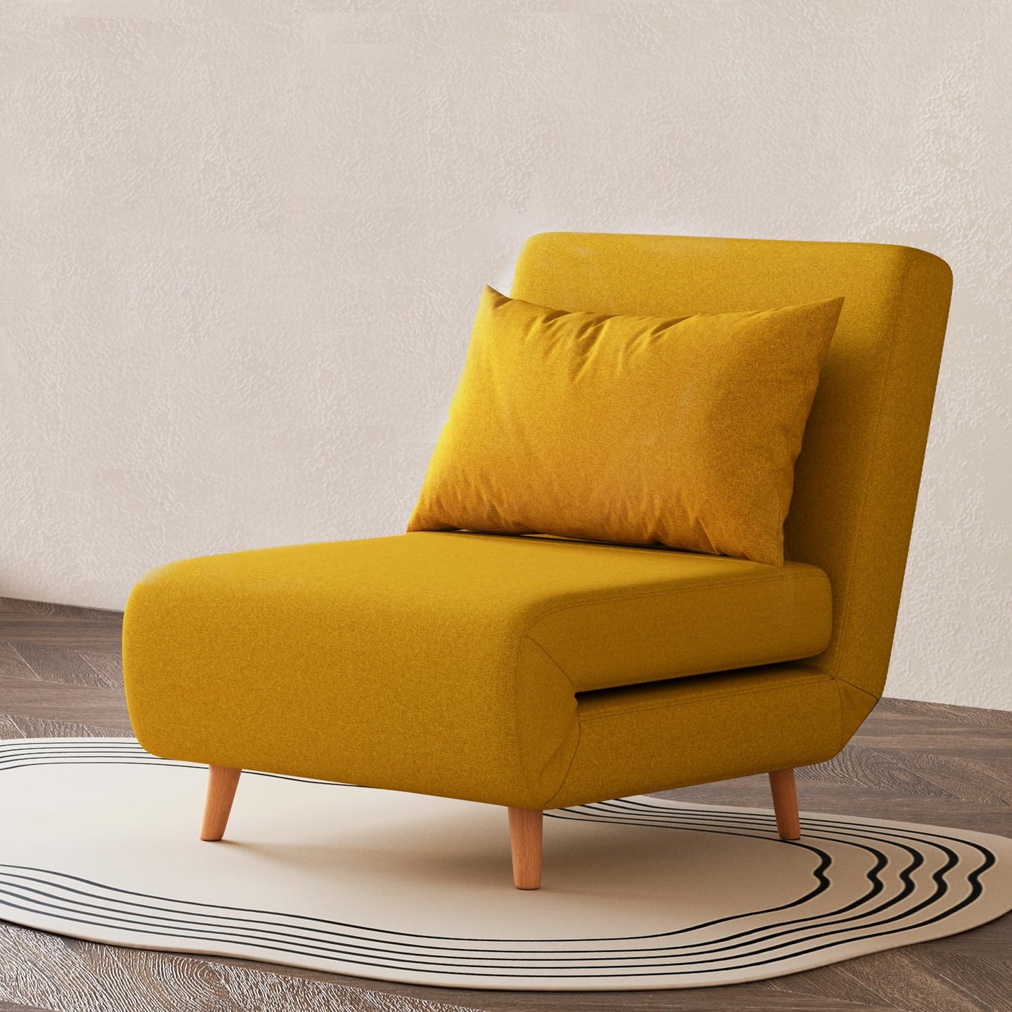 Artdeco Home Tustin Convertible Sleeper Chair – 3 in 1 Chair Bed, Compact Duraspace Design (Mustard, 32 in)