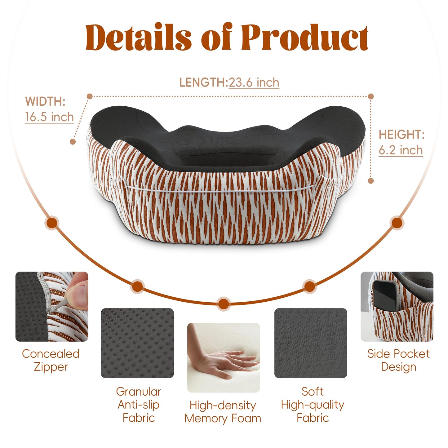 Polyaround Reading Pillow for Lap, Memory Foam Lap Desk Pillow for Adult Gaming, Reading, Crocheting, Resting or Working, Soft Laptop Pillow for Bed Car Couch Floor(Black)