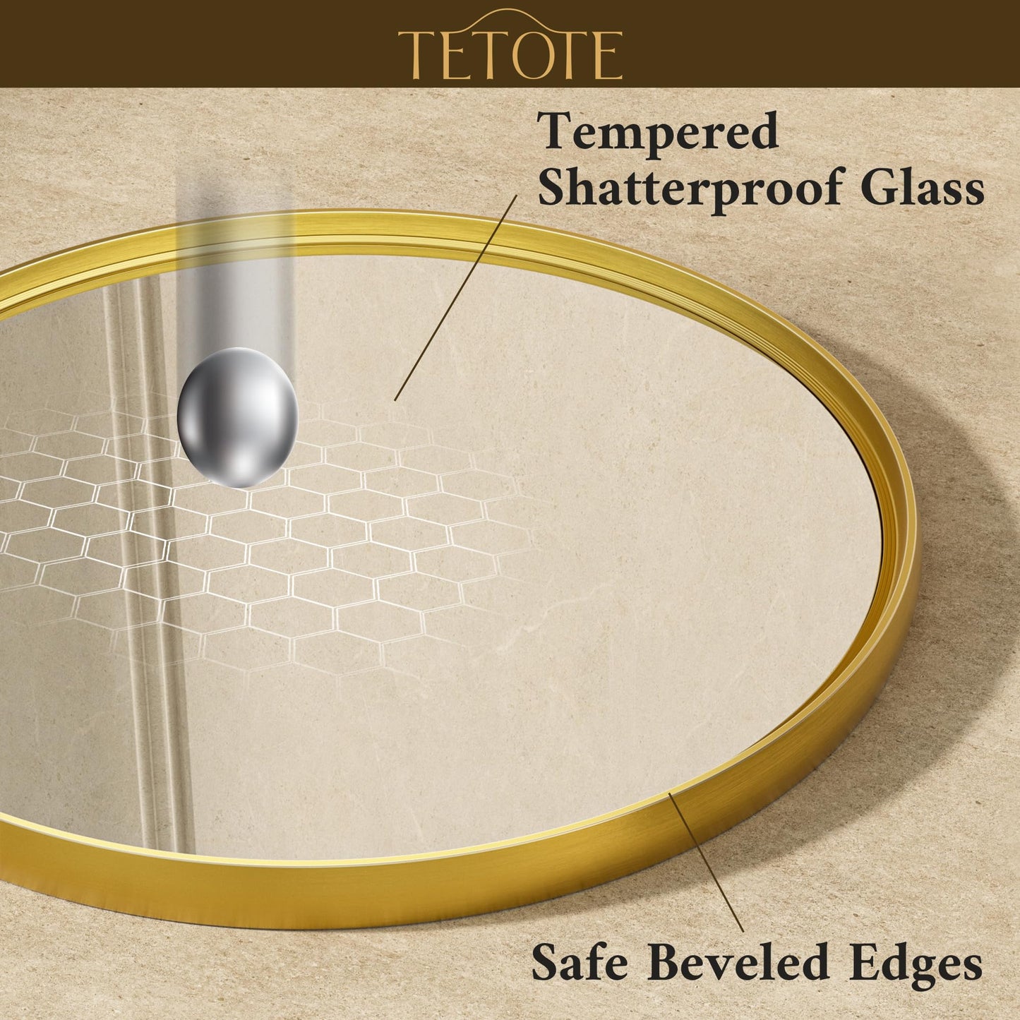 TETOTE Round 18 inch Brushed Gold Mirror for Entryway Decor Bathroom Vanity