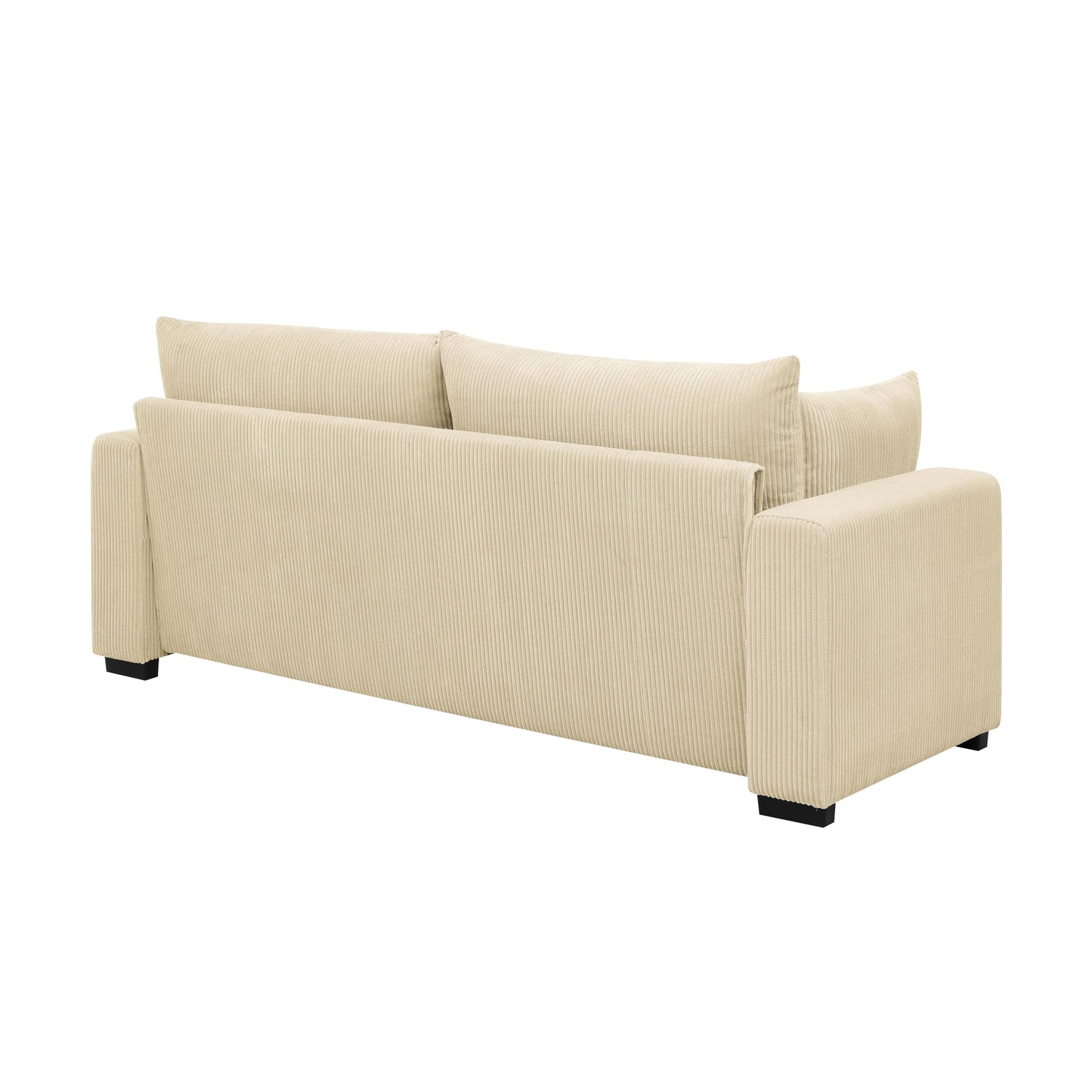 MYEYPEL Corduroy 2 Seat Sofa with 2 Pillow,79" Comfortable Straight-Row Sofa,Modern Minimalist Style Couch,Upholstered Loveseat Couch for Apartment,Living Room,Office,Cream