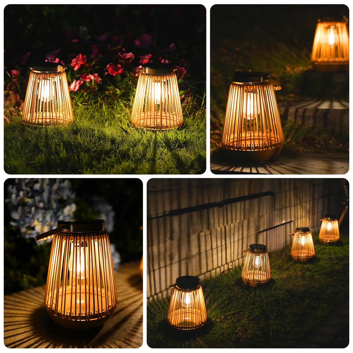 Solar Lanterns, KagoLing Solar Lights Outdoor Waterproof Hanging Hand-Woven Lanterns, Garden Decor Gifts for Women, Outdoor Table Camping Lights for Outside Garden, Yard, Patio, Porch, Trees, 2 Pack
