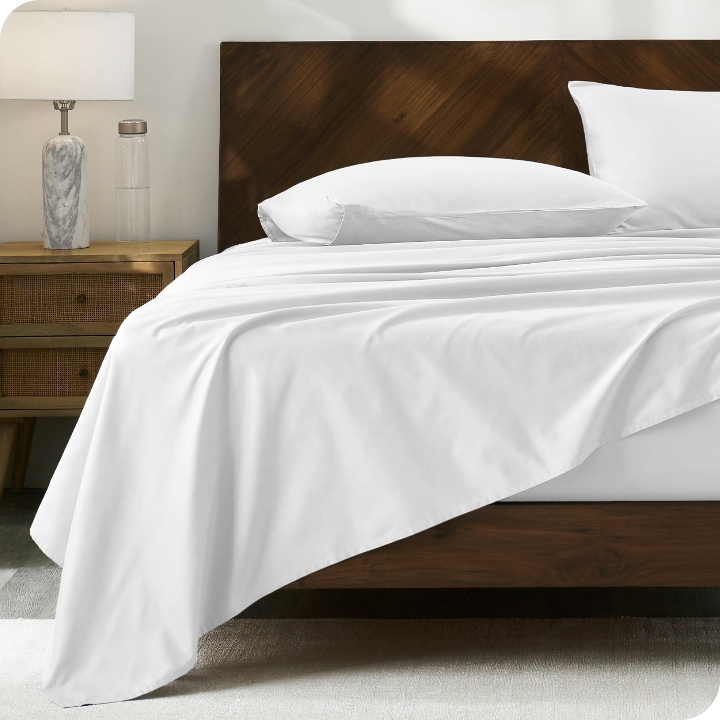 Bare Home 100% Organic Cotton Twin XL Sheet Set - Crisp Percale Weave - Lightweight & Breathable - Bedding Sheets & Pillowcases (Twin XL, French Beige)