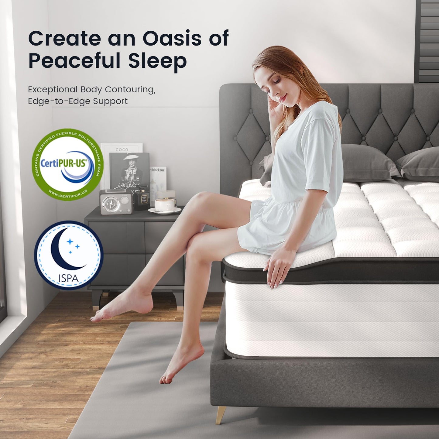 LETMOON King Mattress, 14 Inch Hybrid King Size Mattress in a Box, Medium Firm Memory Foam and Pocket Springs, Strong Edge Support, Pressure Relief