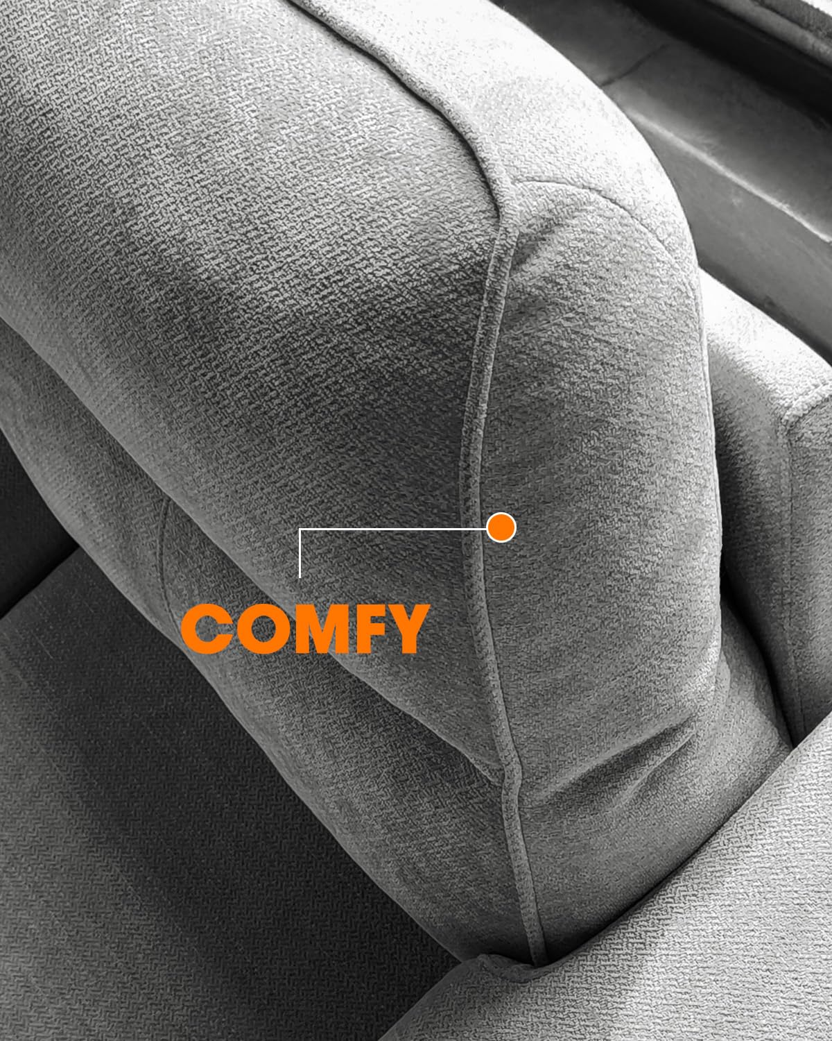 88.97" Modern Sofa Couches for Living Room, Deep Seat Sofas with 8”Cushion, Comfy 2-Seater Chenille Loveseat with Convertible Armrest, Removable Sofa Cover, High Leg(Light Gray)