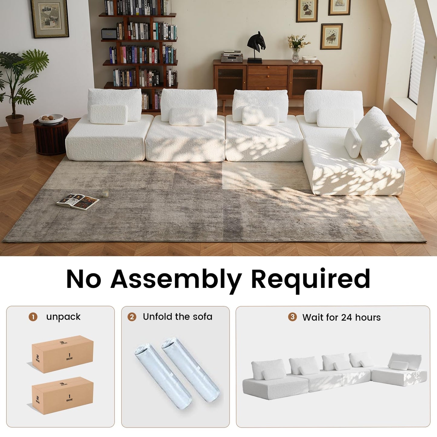Cloud Combination Sofa, Free Combination Deep Seat Corner Sofa, Corduroy Cloud Sectional Couch, Modern Minimalist Modular Couch for Living Room Bedroom, No Assembly Required (2*Sofa Module)