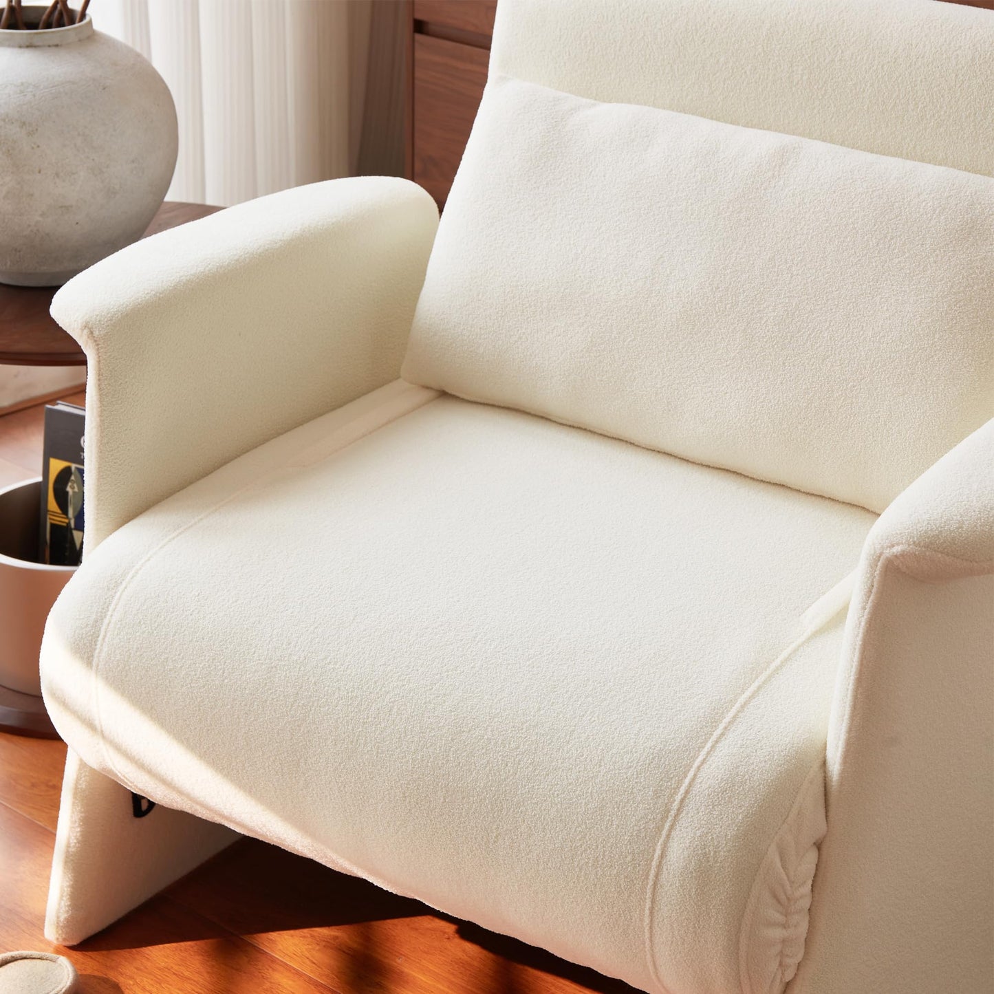 NessCarsti Modern Sofa Bed, 3-in-1 Multi-Functional Sleeper Chair Bed, Boucle Fabric Chair with Adjustable Backrest, for Living Room Bedroom Apartment Small Space, Cream White，29.13"
