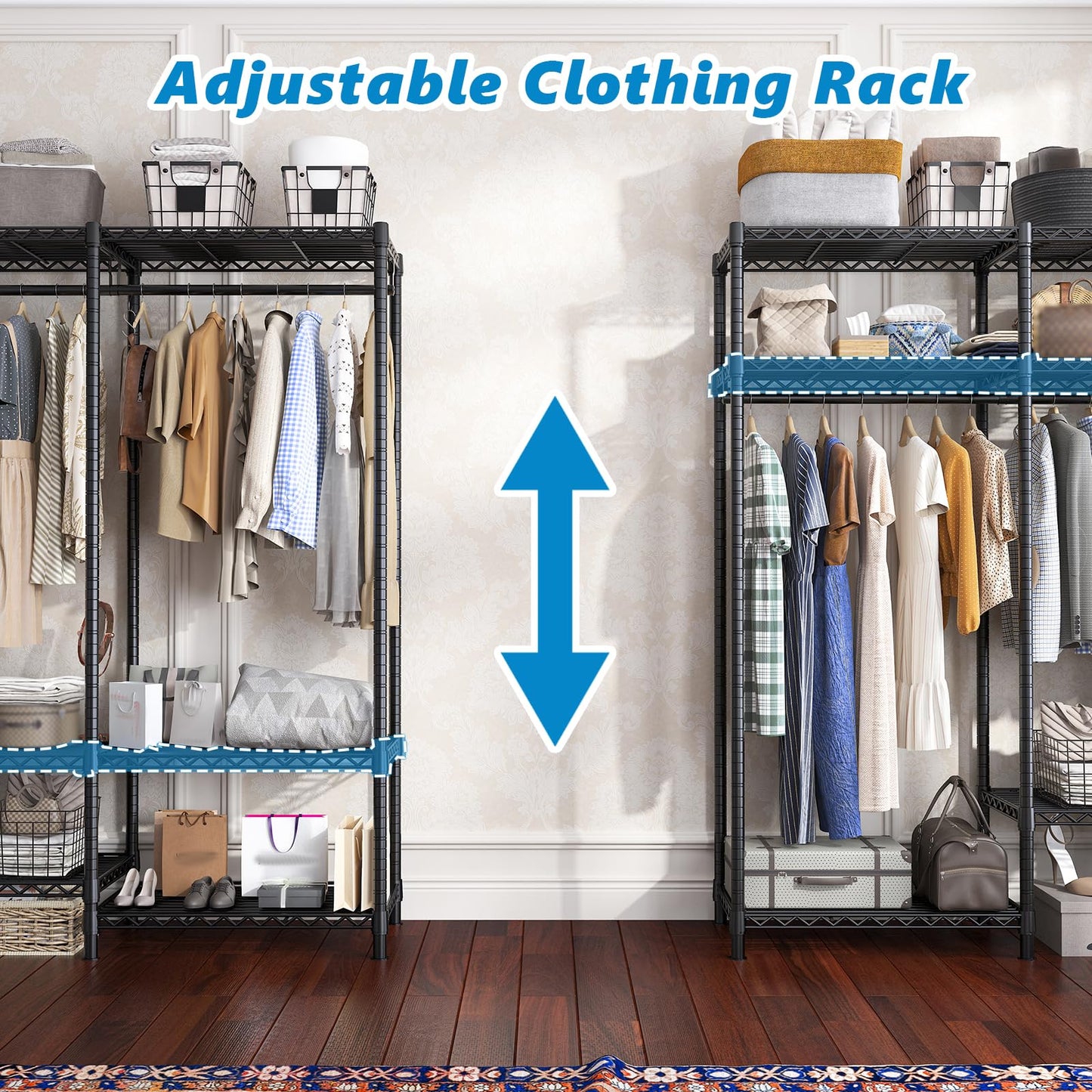 Raybee Heavy Duty Clothes Rack with Cover 800 LBS Clothing Racks for Hanging Clothes Portable Closet for Bedroom 56" Wx 16" Dx75.5 H