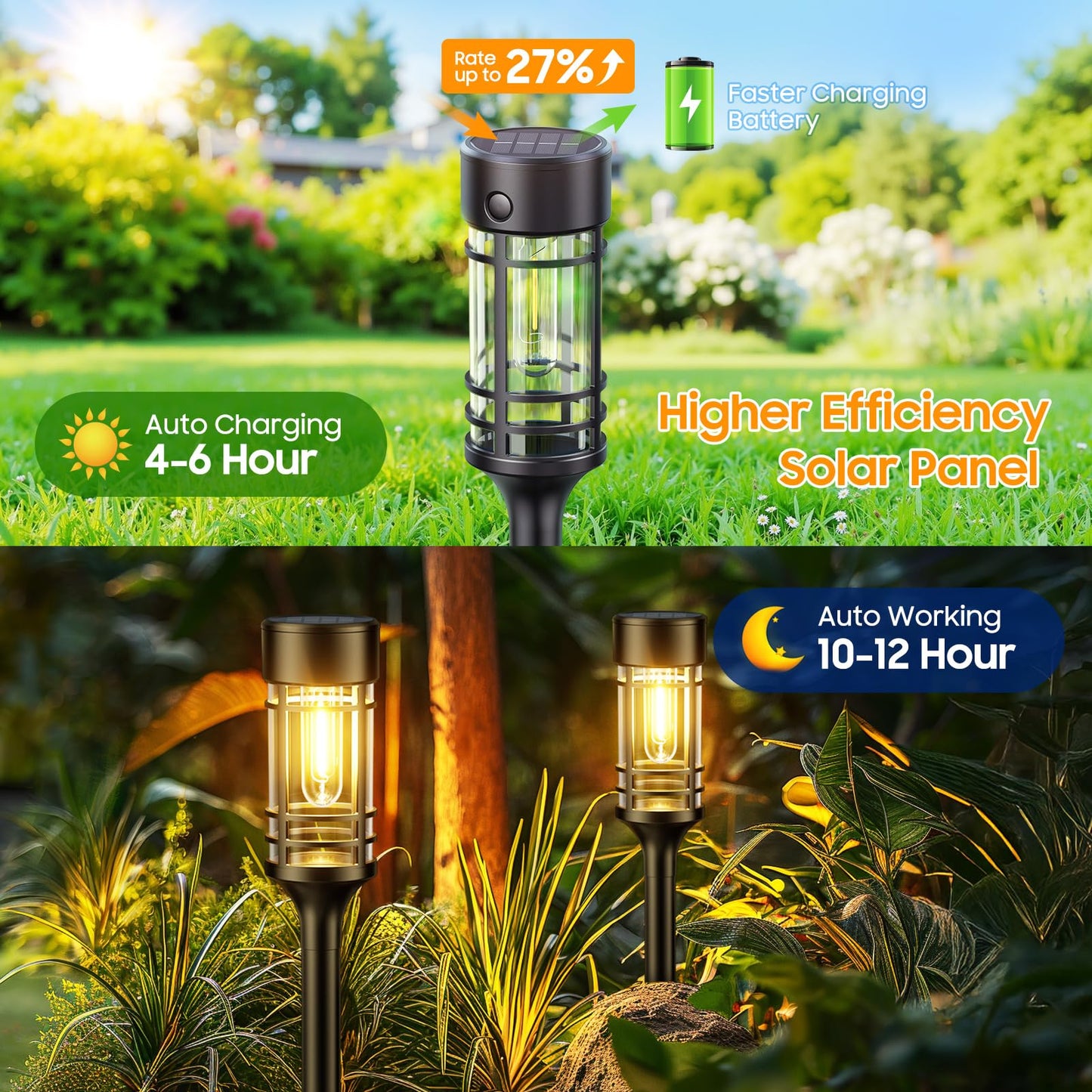 LETMY 12 Pack Solar Pathway Lights Outdoor, Solar Lights Outdoor Waterproof IP65, Bright Solar Garden Lights Outdoor, Auto On/Off Outdoor Solar Lights for Yard Walkway Driveway Landscape Garden Decor