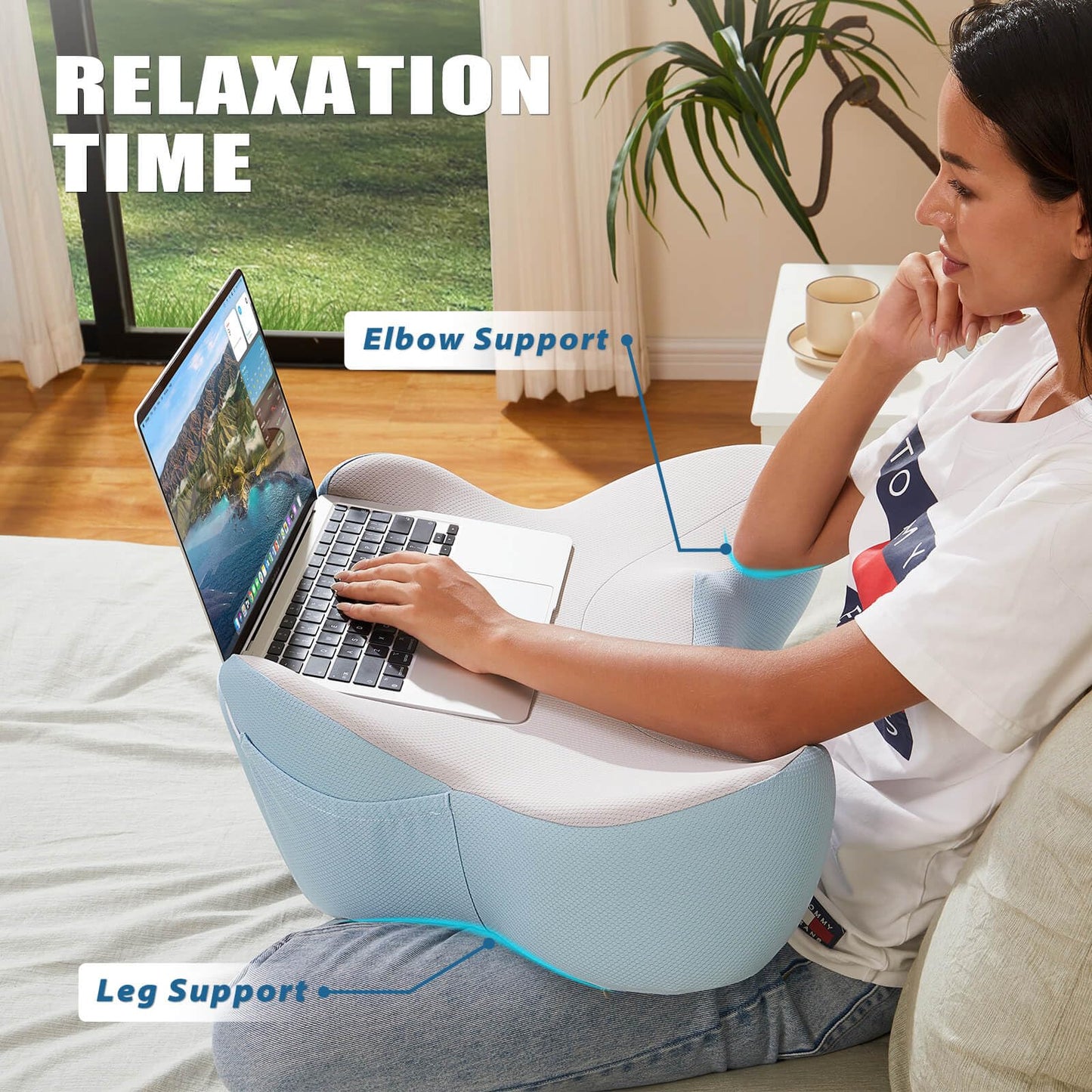 cooloo8 Reading Pillow, Lap Desk, Lap Desk with Cushion, Soft Laptop Pillow for Lap, Portable Desk Pillow, Gaming Pillow Work Pillow for Bed, Couch, Car